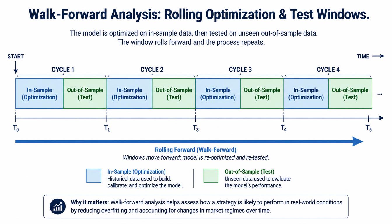 Walk-forward analysis rolling windows - optimization on train, test on out-of-sample